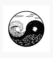 Wave and mountains Ying-Yang Photographic Print