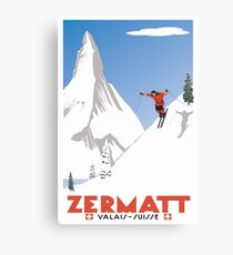 Zermatt, Valais, Switzerland,Ski Poster Canvas Print