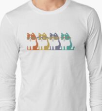 Cats In Glasses Row Long Sleeve T-Shirt