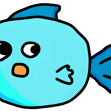 Cute Blue Fish With Glasses Cartoon Gift Sticker' Sticker