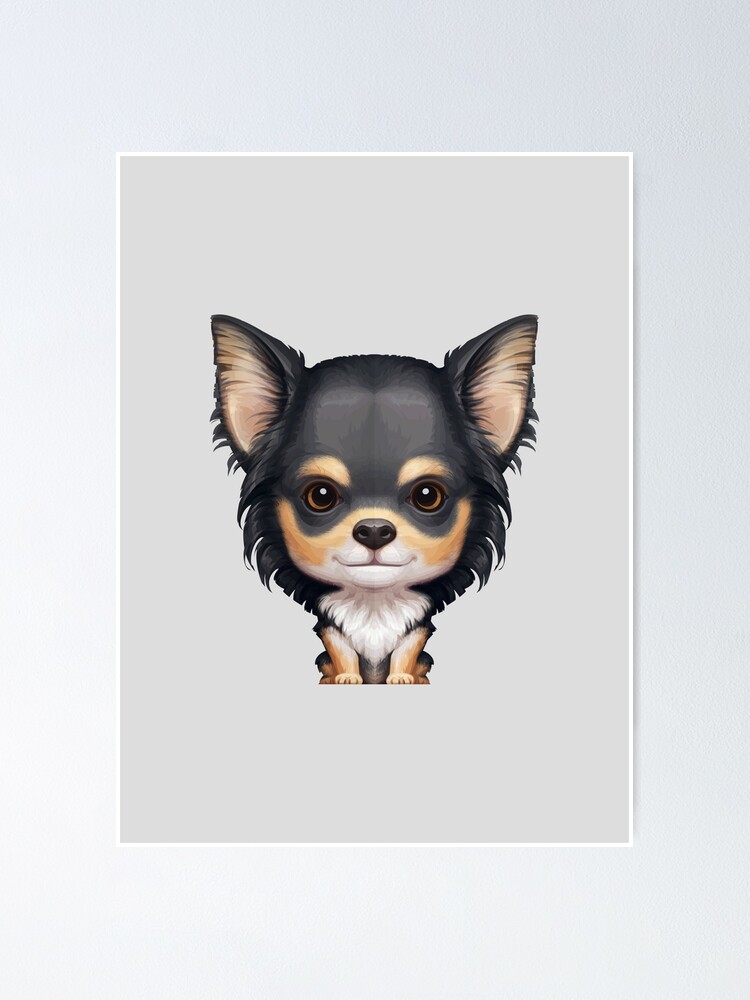 Black Tan Long Haired Chihuahua Poster By Anmlz Redbubble