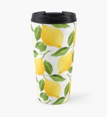 Watercolor Lemon Pattern Travel Mug