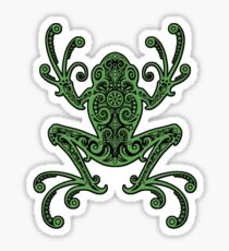 Intricate Green and Black Tree Frog Sticker