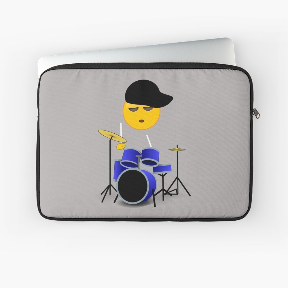 "Drummer Emoji Playing Drum Set With Drumsticks" Laptop Sleeve by