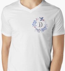 Flowers and the Letter D Men's V-Neck T-Shirt