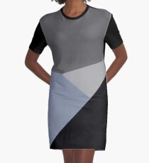 gray black asymmetrical abstract Graphic T-Shirt Dress
