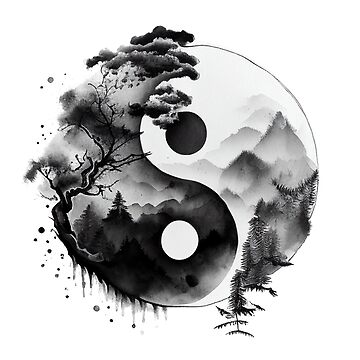 A yin yang symbol the a natural motif. Sticker for Sale by DEGryps