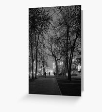 City at Nght Monochrome Black and White Greeting Card