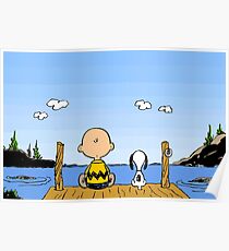 Charlie Brown Snoopy On Dock Poster