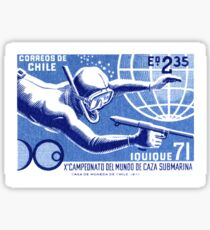 1971 Chile Spearfishing Championship Postage Stamp Sticker
