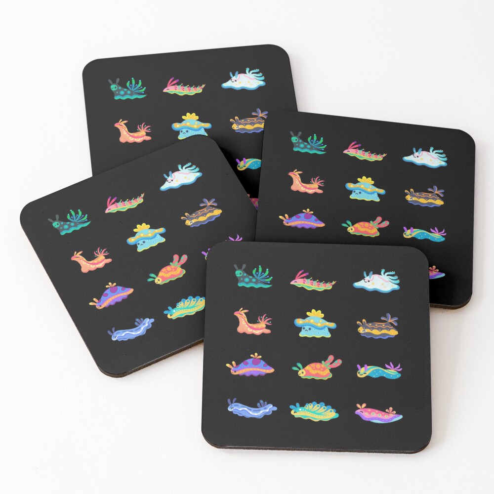 Sea slug - black Coasters (Set of 4)