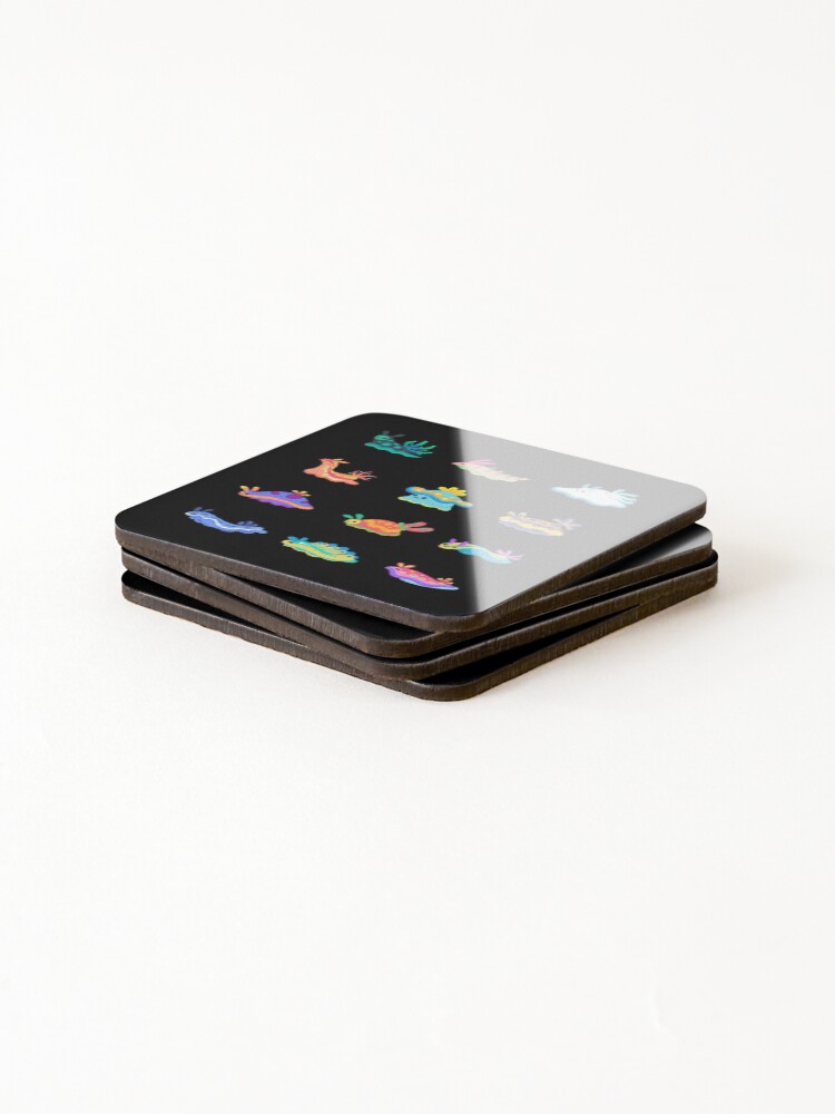 Alternate view of Sea slug - black Coasters (Set of 4)