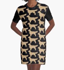 Golden Retriever Silhouette | Golden Glitter Dogs Graphic T-Shirt Dress