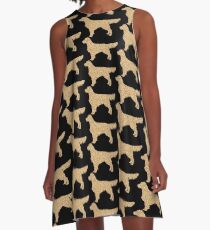 Golden Retriever Silhouette | Golden Glitter Dogs A-Line Dress