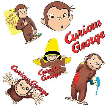 George the curious monkey cartoon for kids pack  Art Board Print for Sale  by portrait4you