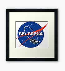 Back to the Future - DeLorean + Nasa Logo Framed Print