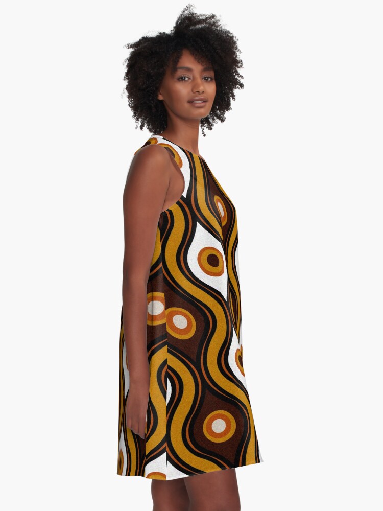 Alternate view of Retro 1970's Style Seventies Vintage Pattern A-Line Dress
