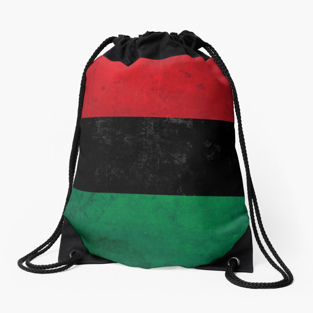Distressed Afro-American / Pan-African / UNIA flag Drawstring Bag