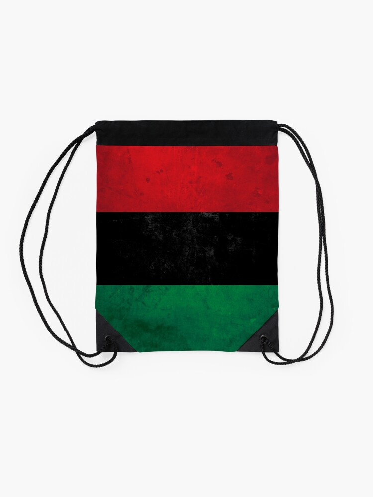 Alternate view of Distressed Afro-American / Pan-African / UNIA flag Drawstring Bag
