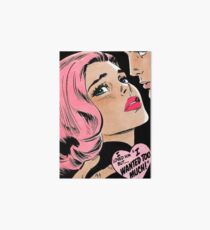 Pink Haired Comic Girl in Love Art Board Print
