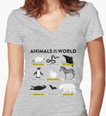 Animals of the world Women's Fitted V-Neck T-Shirt