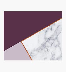 MARBLE PLUM PURPLE LAVENDER COPPER GEOMETRIC Photographic Print