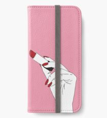 Vinilo o funda para iPhone Lápiz labial rojo mano linda