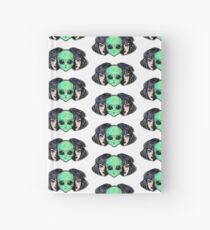Colorful vibrant portrait of an alien from outer space face in disguise as human girl. Hardcover Journal
