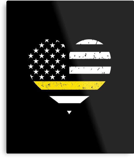 911 Dispatcher Thin Gold Line Heart Metal Prints By Bluelinegear Redbubble 1476