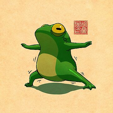 Artwork thumbnail, Yoga Frog Warrior One Pose by DingHuArt
