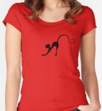 Black cat silhouette Women's Fitted Scoop T-Shirt