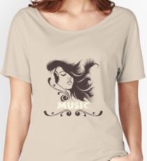 DJ Girl in headphones music retro poster Women's Relaxed Fit T-Shirt
