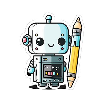 Little Cute Robot With Pencil – Adorable Tech-Inspired Design Funny Simple  Color Kawaii 2D Art Nice Character Art Print for Sale by Robotkovo