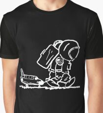 Trauriger Astronaut zieht Space Shuttle (schwarz) Grafik T-Shirt