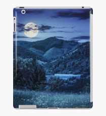 pine trees near meadow in mountains at night iPad Case/Skin