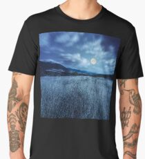 meadow with high grass in mountains at night Men's Premium T-Shirt