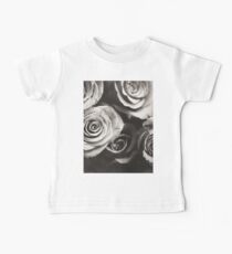 Medium format analog black and white photo of white rose flowers Baby T-Shirt