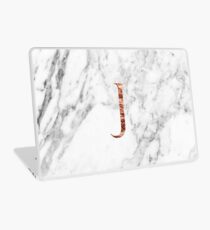 Monogram rose marble J Laptop Skin