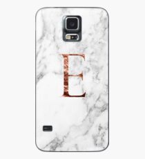 Monogramm rosafarbener Marmor E Hülle & Klebefolie für Samsung Galaxy