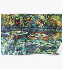 Monet garden reflections Poster