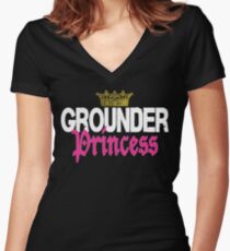 Grounder Princess Women's Fitted V-Neck T-Shirt