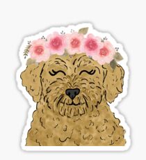 Floral Crown Goldendoodle Sticker