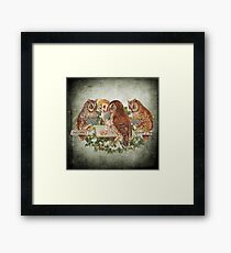 Cool Owls Gambling and Playing Poker on Table Framed Print