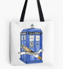 11th Doctor's Tardis, Sonic, and Saying Tote Bag
