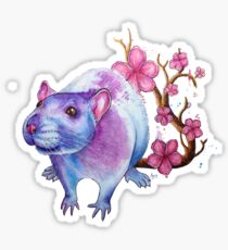 'Blossom Rat' - Watercolor Artwork Sticker