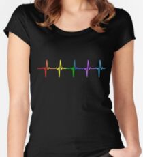Rainbow Pulse Hearbeat LGBT Women's Fitted Scoop T-Shirt