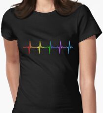 Rainbow Pulse Hearbeat LGBT Women's Fitted T-Shirt