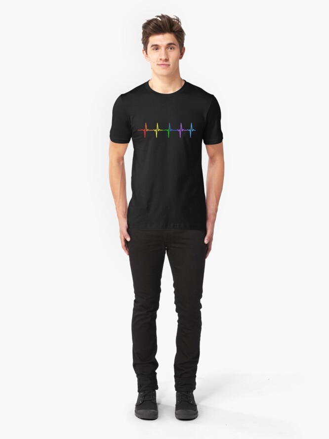 Alternative Ansicht von Regenbogen Puls Hearbeat LGBT Slim Fit T-Shirt