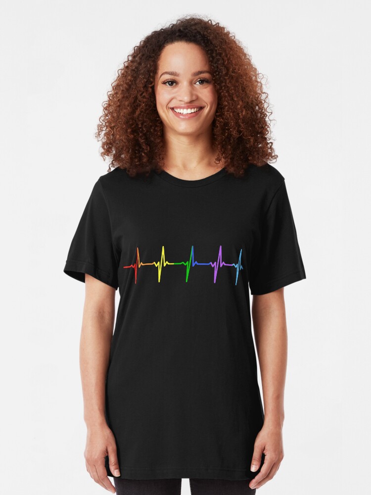 Alternative Ansicht von Regenbogen Puls Hearbeat LGBT Slim Fit T-Shirt