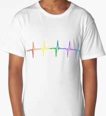 Rainbow Pulse Hearbeat LGBT Long T-Shirt